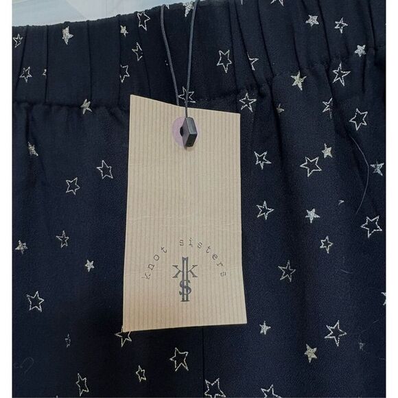 KNOT SISTERS - NWT - L Sz L Wide-Leg Flared "Pajama Pants" in Onyx Sparkle Print - Picture 6 of 12